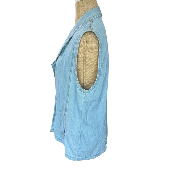 Vintage Chambray 100% Cotton Blue vest Boho Earthy Natural Fibers S - Picture 4 of 8